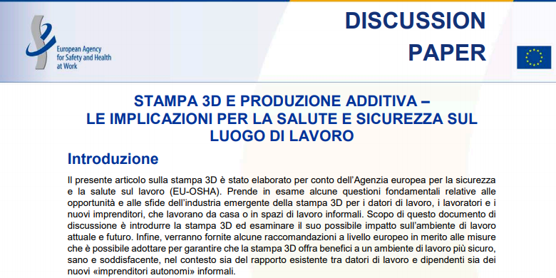STAMPA 3D SICUREZZA SUL LUOGO DI LAVORO stampa 3d