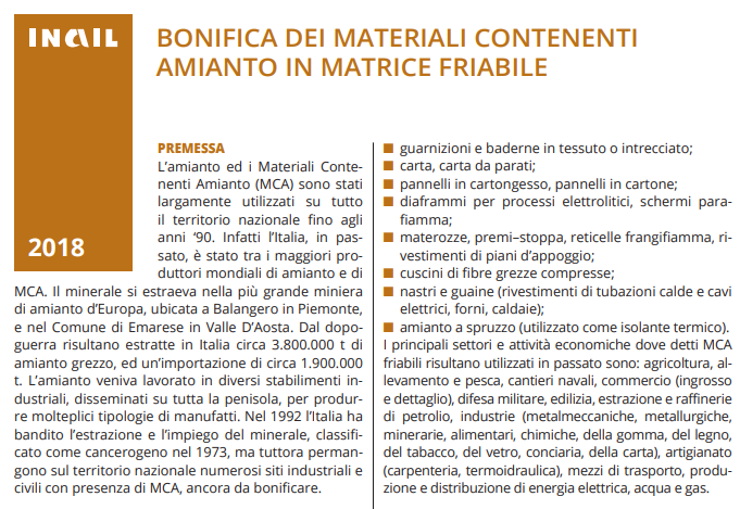 BONIFICA DEI MATERIALI CONTENENTI AMIANTO IN MATRICE FRIABILE amianto BONIFICA DEI MATERIALI CONTENENTI AMIANTO IN MATRICE FRIABILE