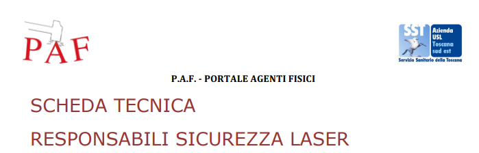 Scheda Tecnica Responsabile Sicurezza LASER sicurezza laser