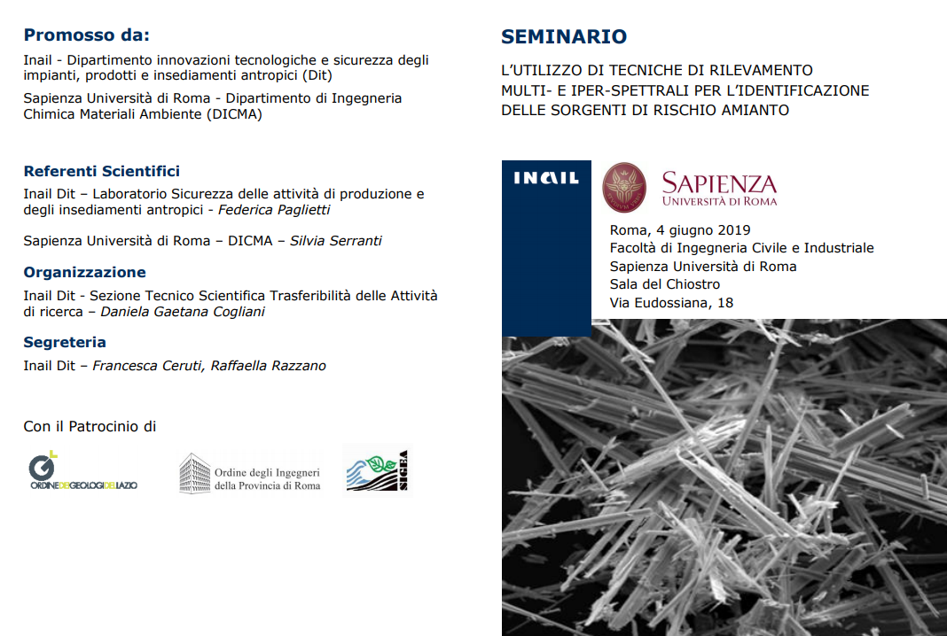 L’utilizzo di tecniche di rilevamento multi - e iper-spettrali per l’identificazione delle sorgenti di rischio amianto seminario
