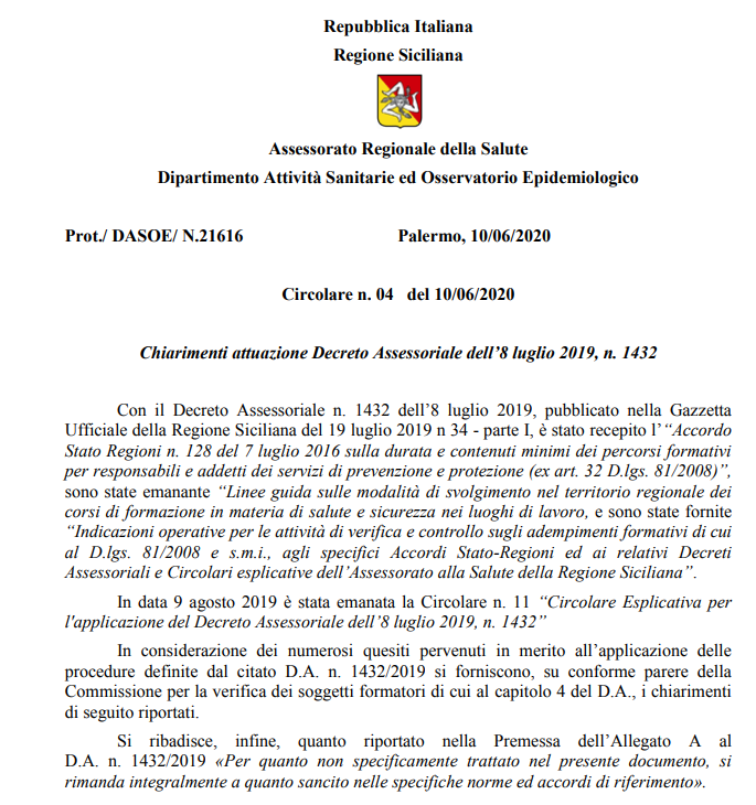Circolare n. 04 del 10/06/2020 circolare