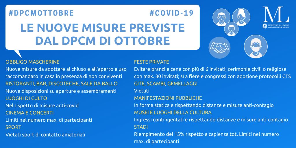 COVID-19: pubblicato in Gazzetta Ufficiale il nuovo DPCM DPCM