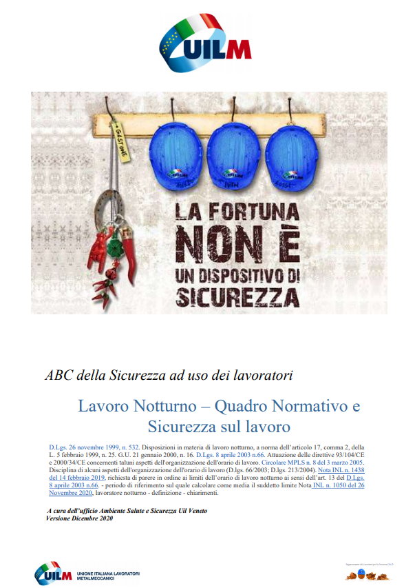 Lavoro Notturno â Quadro Normativo e Sicurezza sul lavoro Lavoro Notturno â Quadro Normativo e Sicurezza sul lavoro