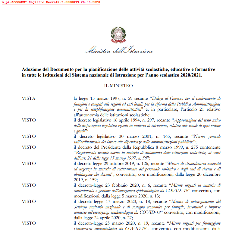 “A settembre si torna a scuola in presenza e in sicurezza” lo ha detto oggi la Ministra dell’Istruzione, Lucia Azzolina, presentando le Linee guida per la ripresa insieme al Presidente del Consiglio Giuseppe Conte. Il testo ha avuto il via libera, questo pomeriggio, anche da parte delle Regioni e degli Enti locali, è immediatamente operativo e verrà ora diramato alle istituzioni scolastiche. scuola